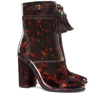 Tory Burch Tortoise Shell Huxley Leather Booties